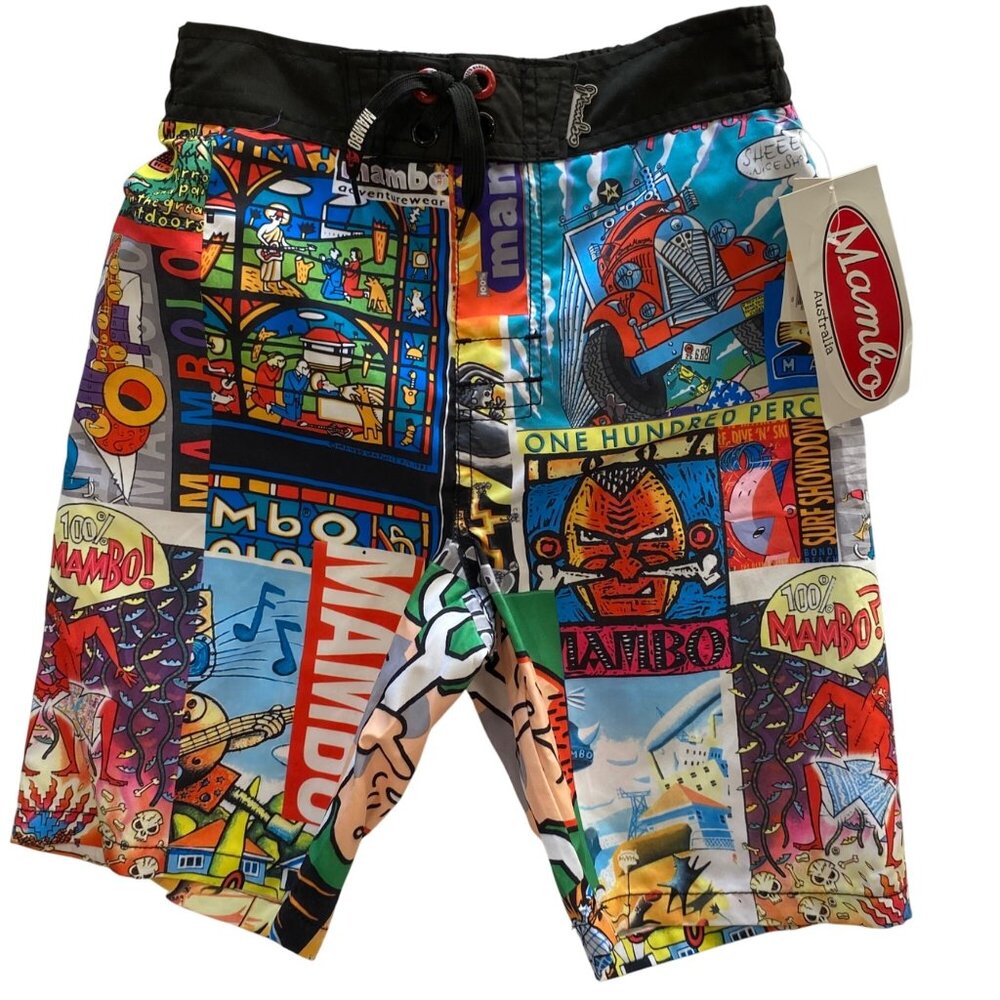 Mambo Marvel boys Multicolor Graphic Board Shorts W/ Elastic Waist Drawstring Cl